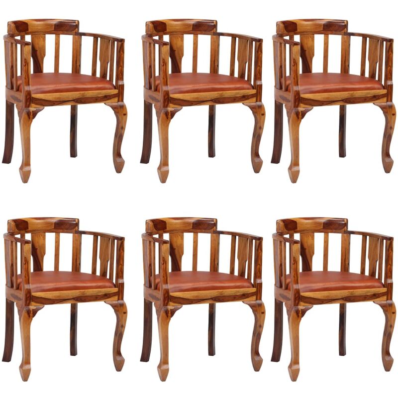 

Sillas de comedor 6 unidades cuero y madera maciza de sheesham