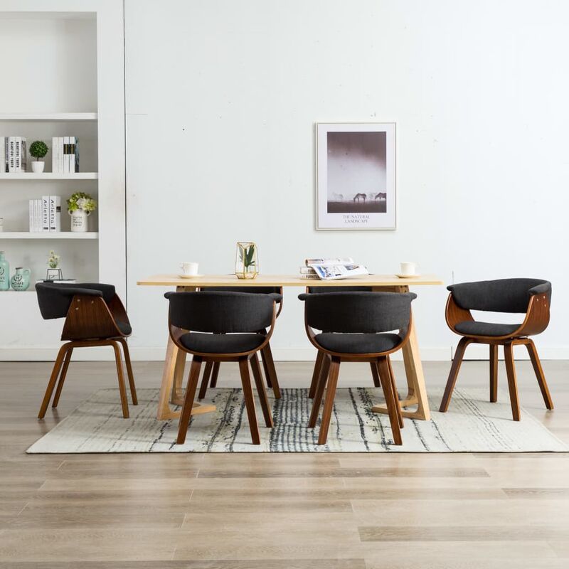 

Sillas de comedor 6 unidades de madera curvada y tela gris