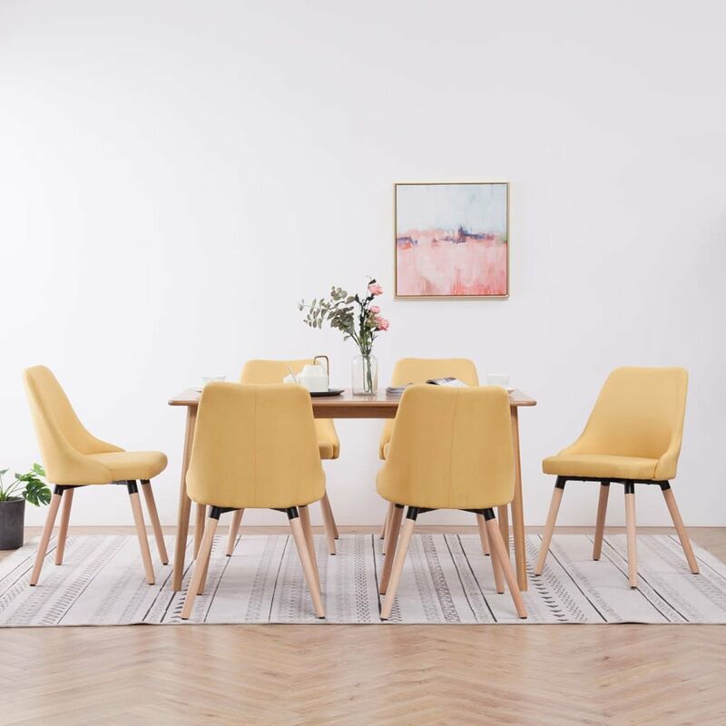 

Sillas de comedor 6 unidades de tela amarilla