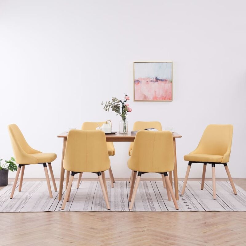 

Sillas de comedor 6 unidades de tela amarilla