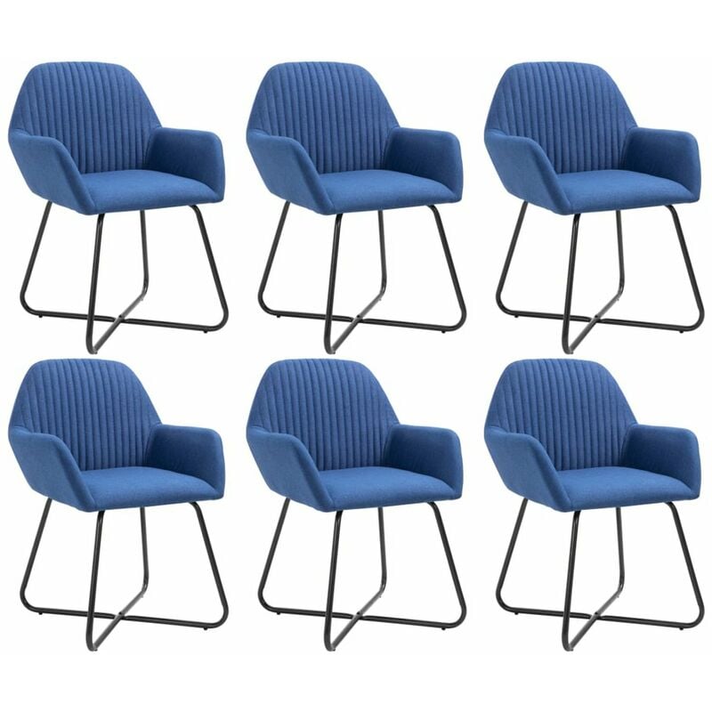 

Happyshopping - Sillas de comedor 6 unidades de tela azul