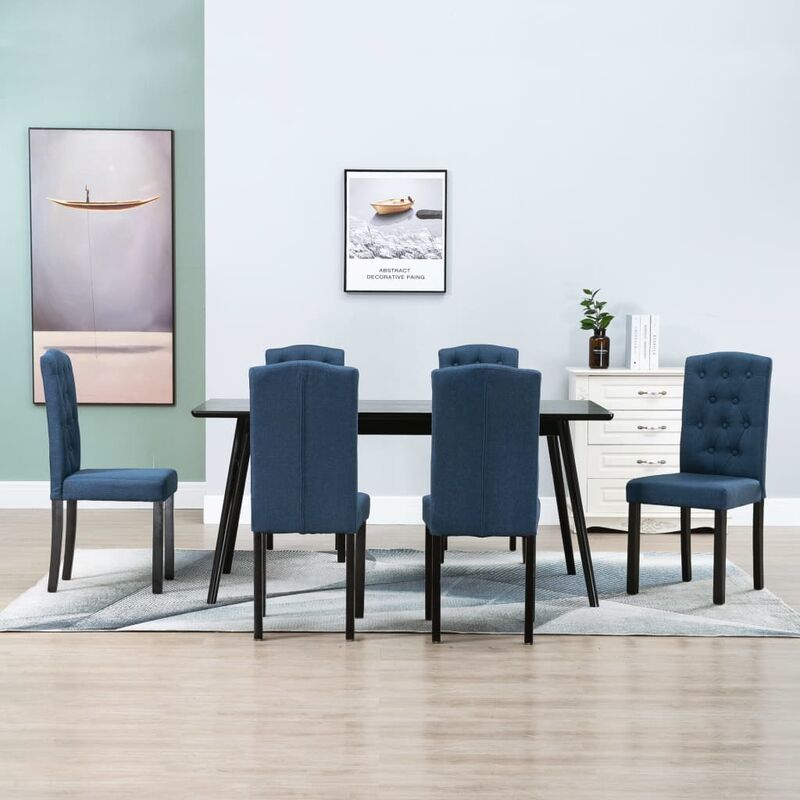 

Sillas de comedor 6 unidades de tela azul