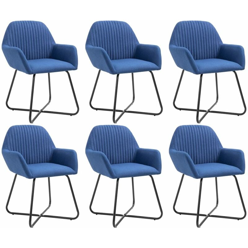 

Sillas de comedor 6 unidades de tela azul