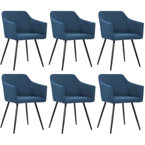 Sillas de comedor 6 unidades de tela azul