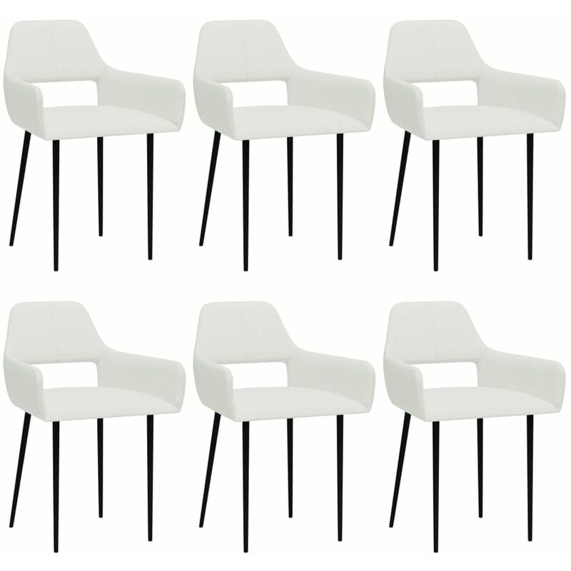 

Happyshopping - Sillas de comedor 6 unidades de tela blancas
