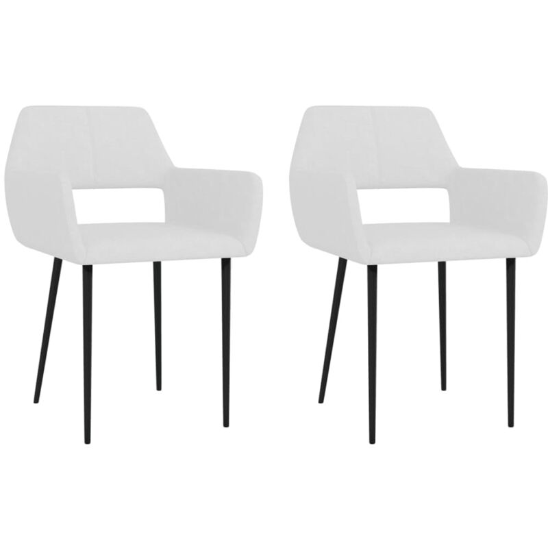 

vidaXL Sillas de Comedor de Tela 2 Unidades Blancas - Blanco