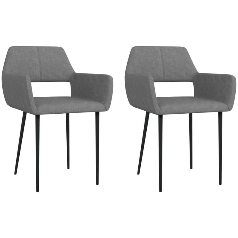 

vidaXL Sillas de Comedor de Tela 2 Unidades Gris Claro - Gris
