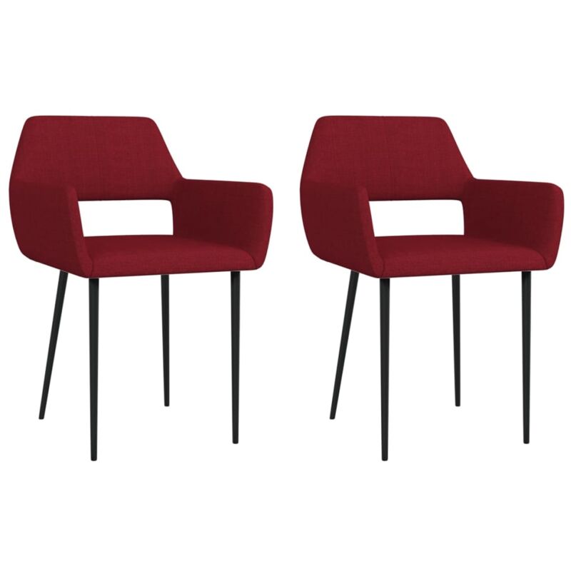 

vidaXL Sillas de Comedor de Tela 2 Unidades Color Vino Tinto - Rojo