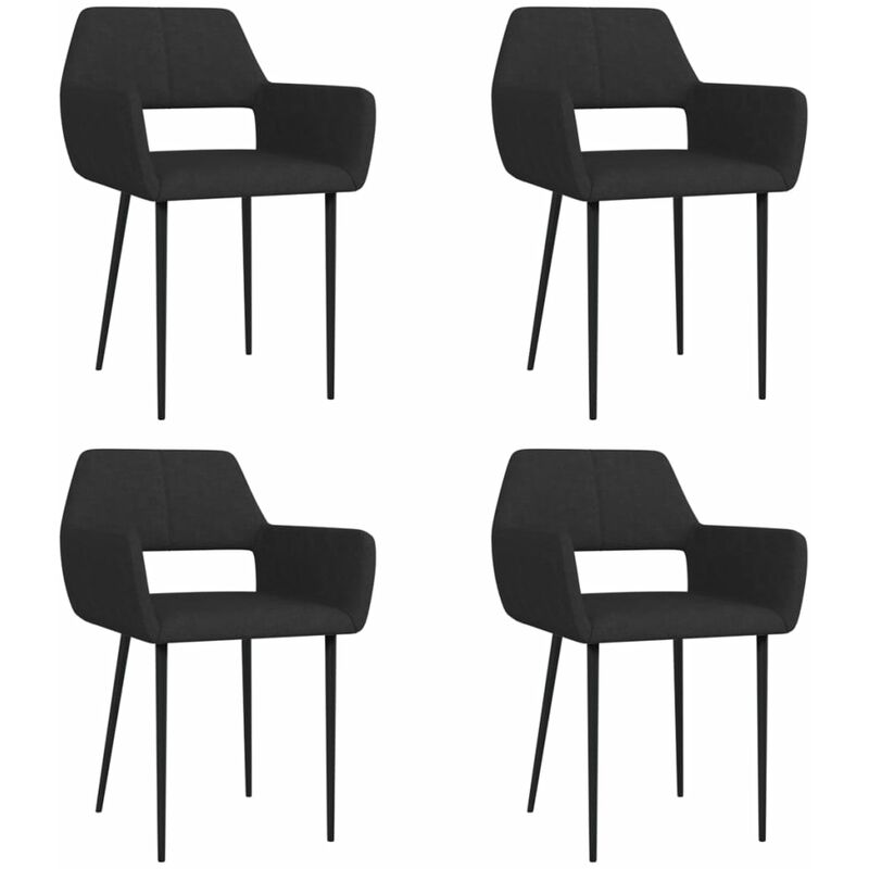 

vidaXL Sillas de Comedor de Tela 4 Unidades Negro - Negro