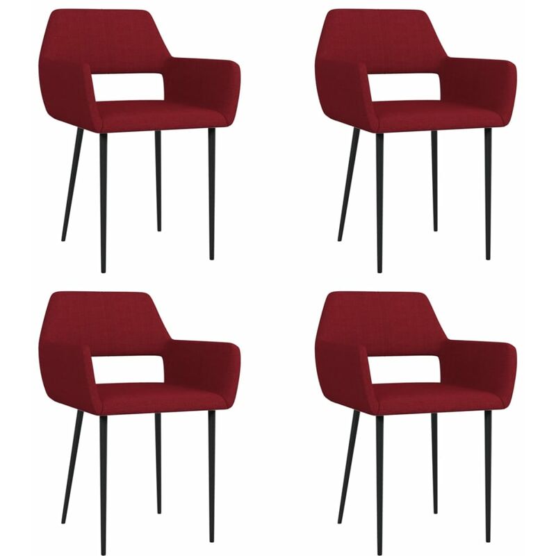 

vidaXL Sillas de Comedor de Tela 4 Unidades Rojo Vino Tinto - Rojo