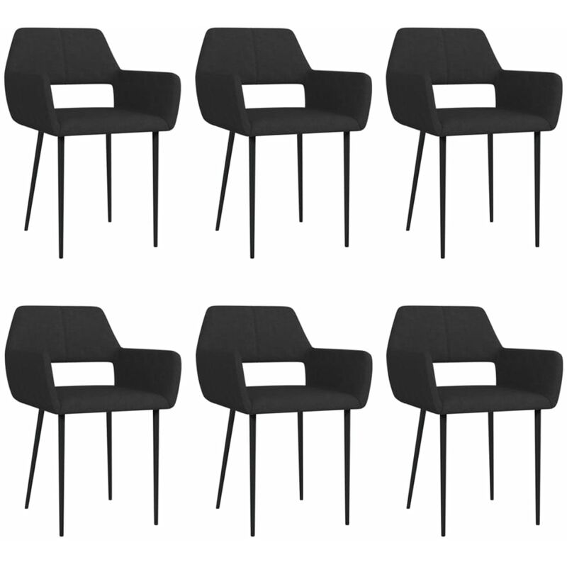 

Sillas de Comedor de Tela 6 Unidades Negras - Negro - Vidaxl