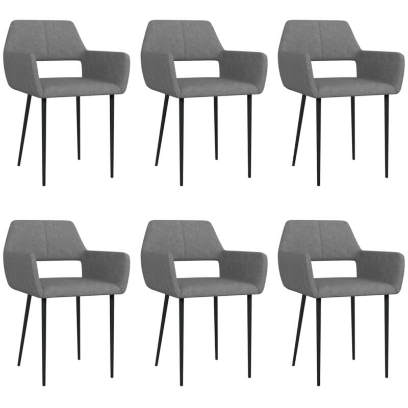 

vidaXL Sillas de Comedor de Tela 6 Unidades Gris Claro - Gris