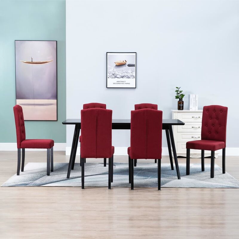 

Sillas de comedor 6 unidades de tela color vino tinto - Rojo