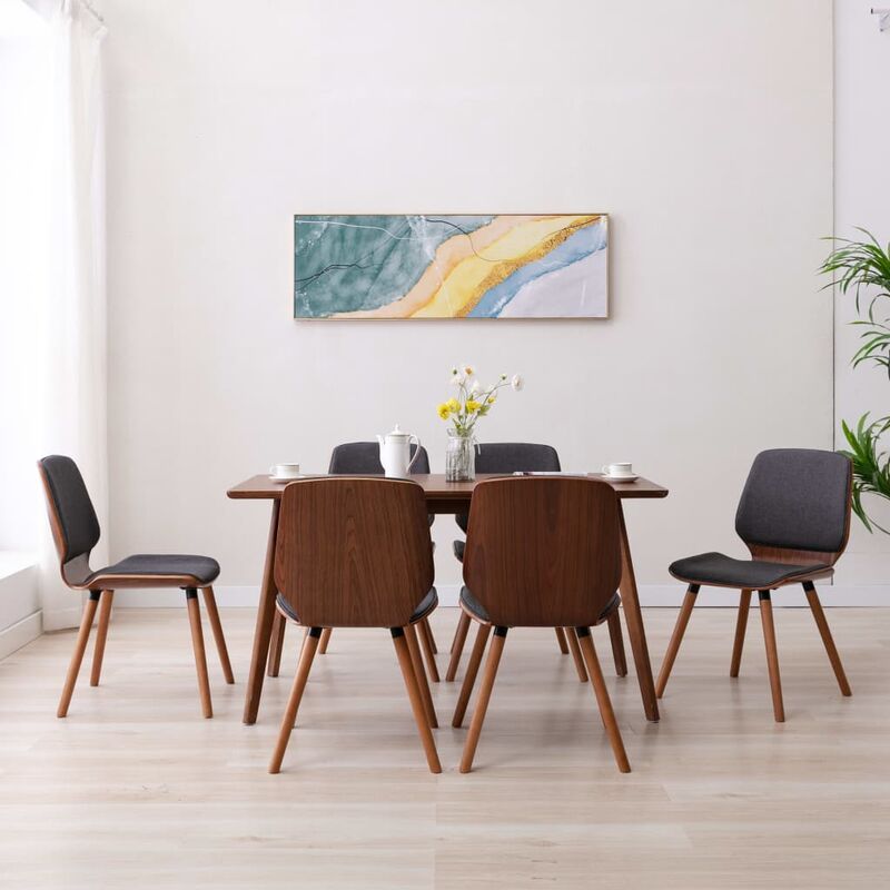 

Sillas de comedor 6 unidades de tela gris