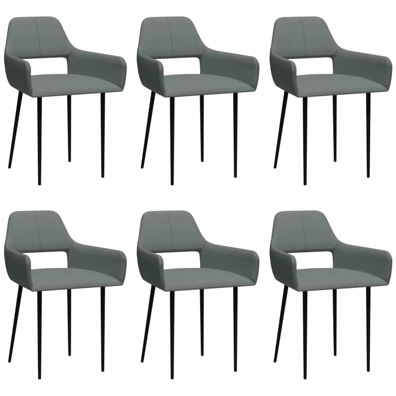 

Happyshopping - Sillas de comedor 6 unidades de tela gris claro