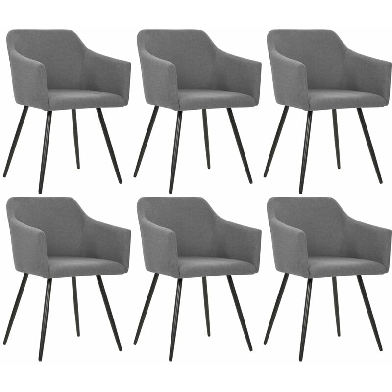 

Sillas de comedor 6 unidades de tela gris claro