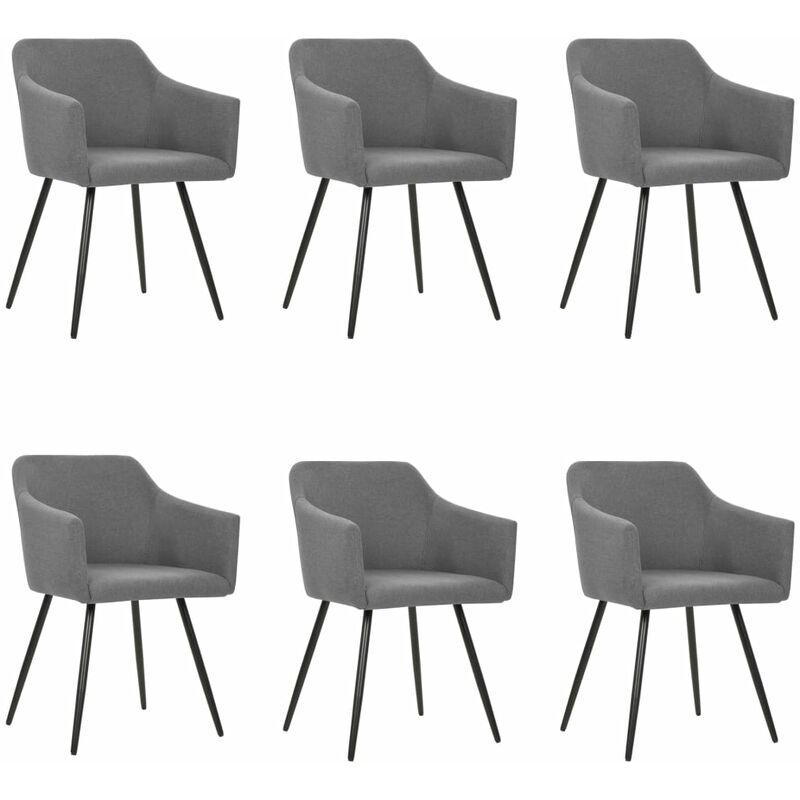 

Sillas de comedor 6 unidades de tela gris claro