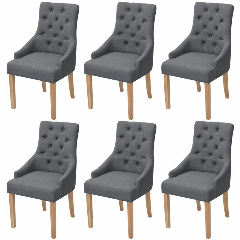 

Sillas de comedor 6 unidades de tela gris oscuro