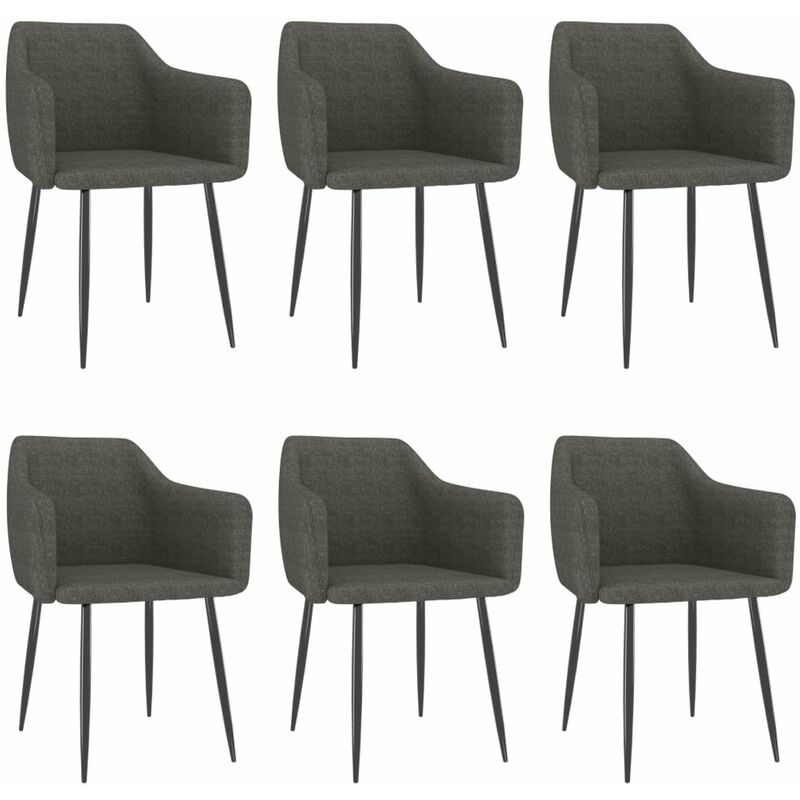 

Sillas de comedor 6 unidades de tela gris oscuro