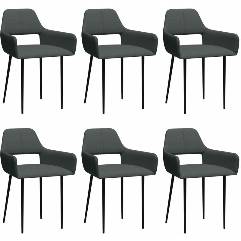 

Sillas de comedor 6 unidades de tela gris oscuro