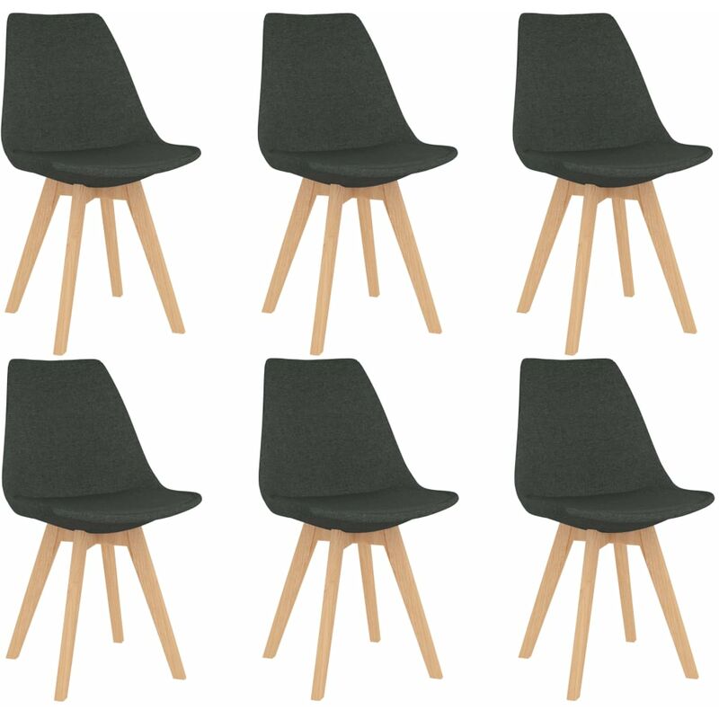 

Sillas de comedor 6 unidades de tela gris oscuro