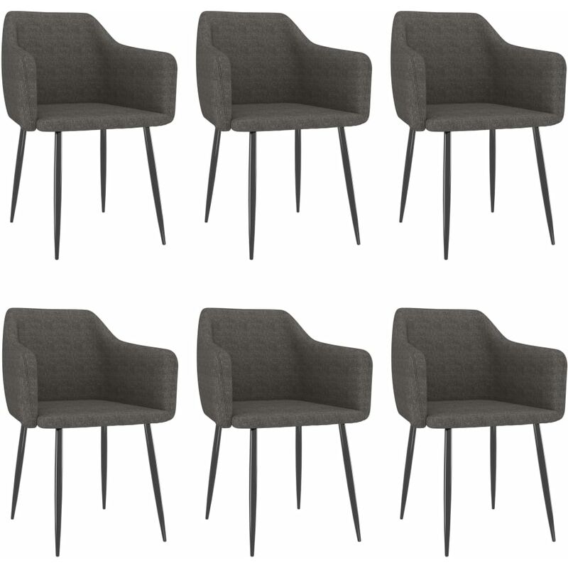 

Sillas de comedor 6 unidades de tela gris oscuro