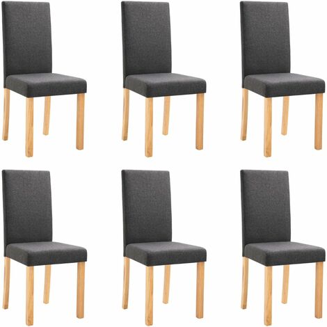 Sillas de comedor 6 unidades de tela gris oscuro