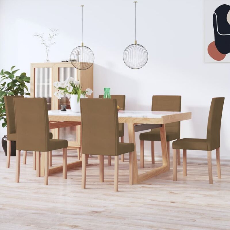 

Sillas de comedor 6 unidades de tela marrón