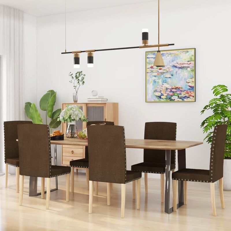 

Sillas de comedor 6 unidades de tela marrón
