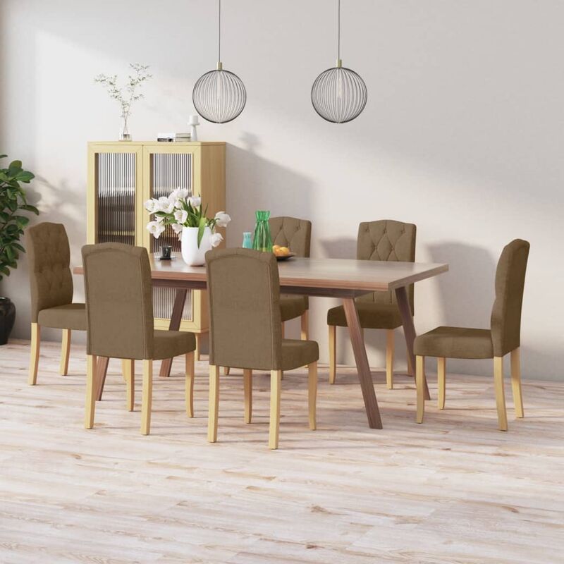 

Sillas de comedor 6 unidades de tela marrón