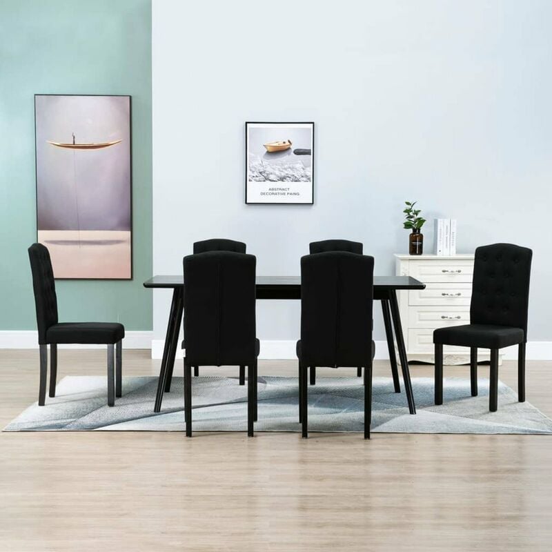 

Sillas de comedor 6 unidades de tela negra