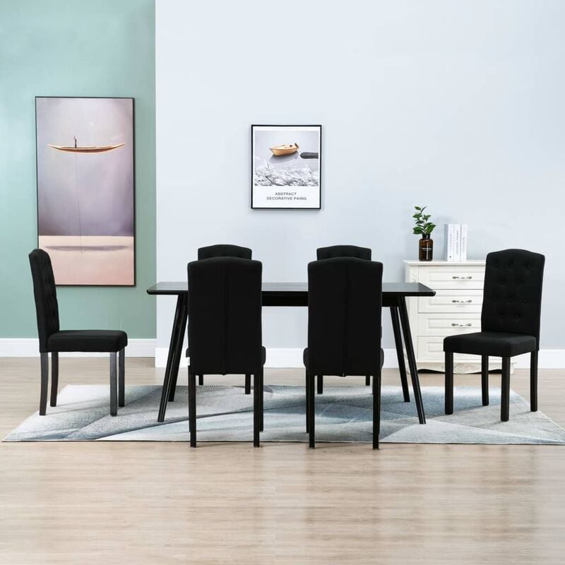 

Sillas de comedor 6 unidades de tela negra