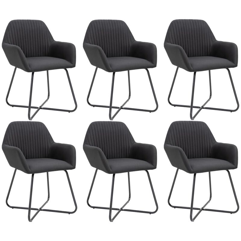 

BHD - Sillas de comedor 6 unidades de tela negra
