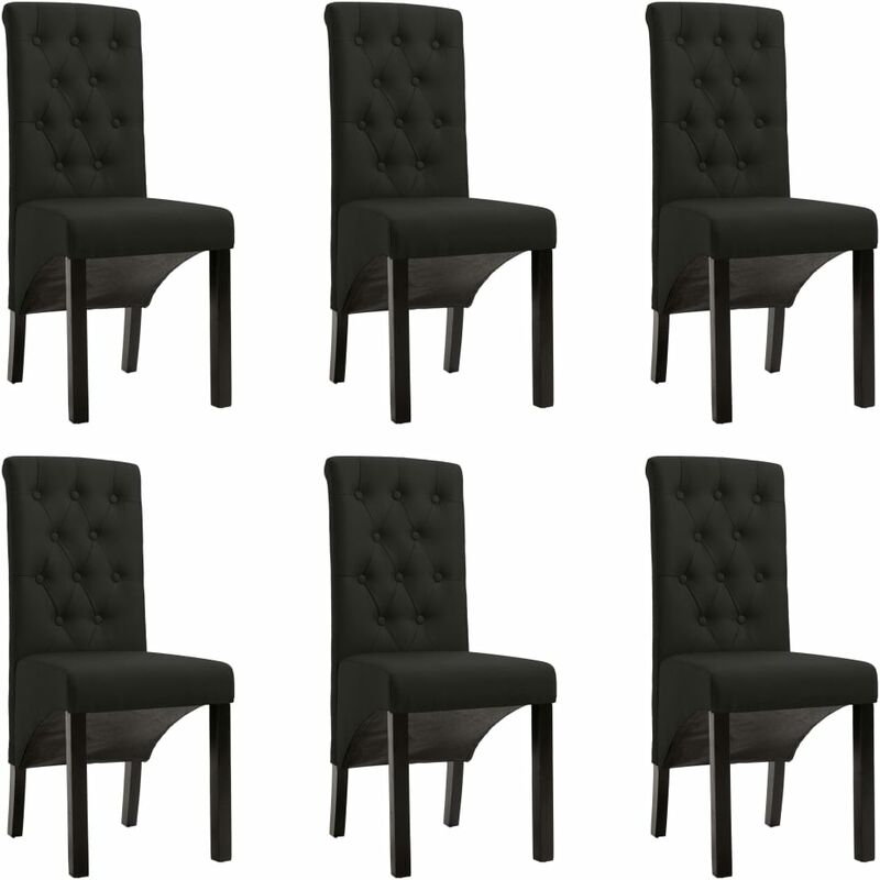 

BHD - Sillas de comedor 6 unidades de tela negra