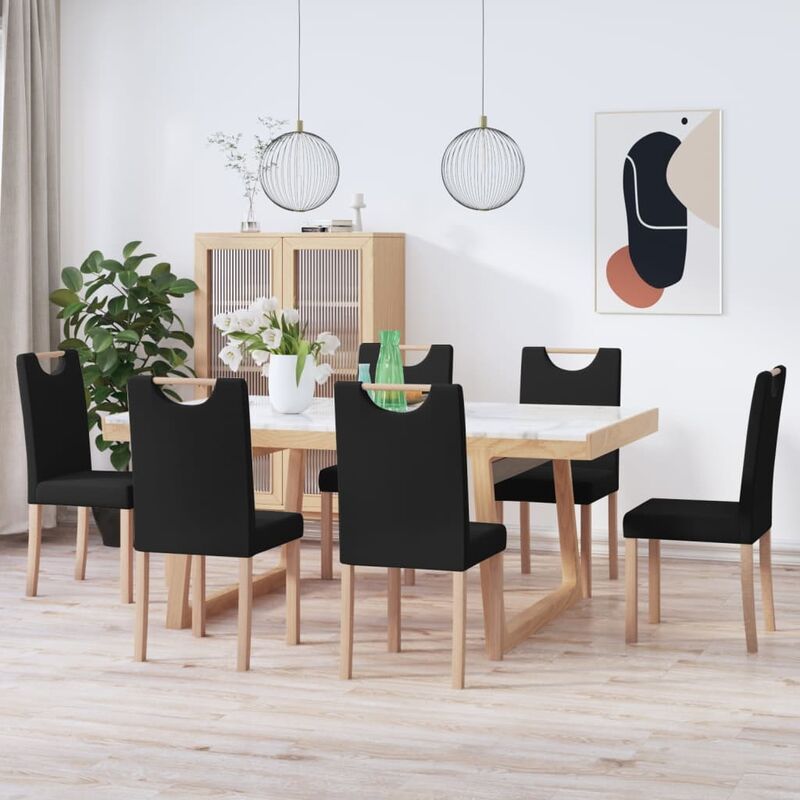 

Sillas de comedor 6 unidades de tela negra