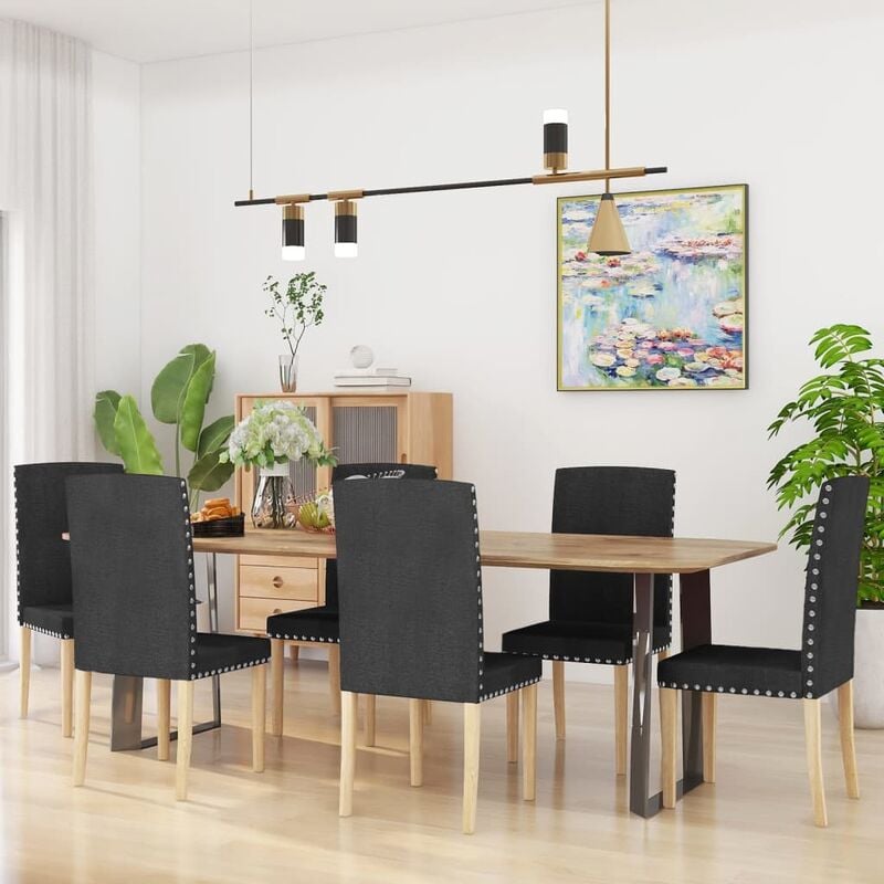 

Sillas de comedor 6 unidades de tela negra