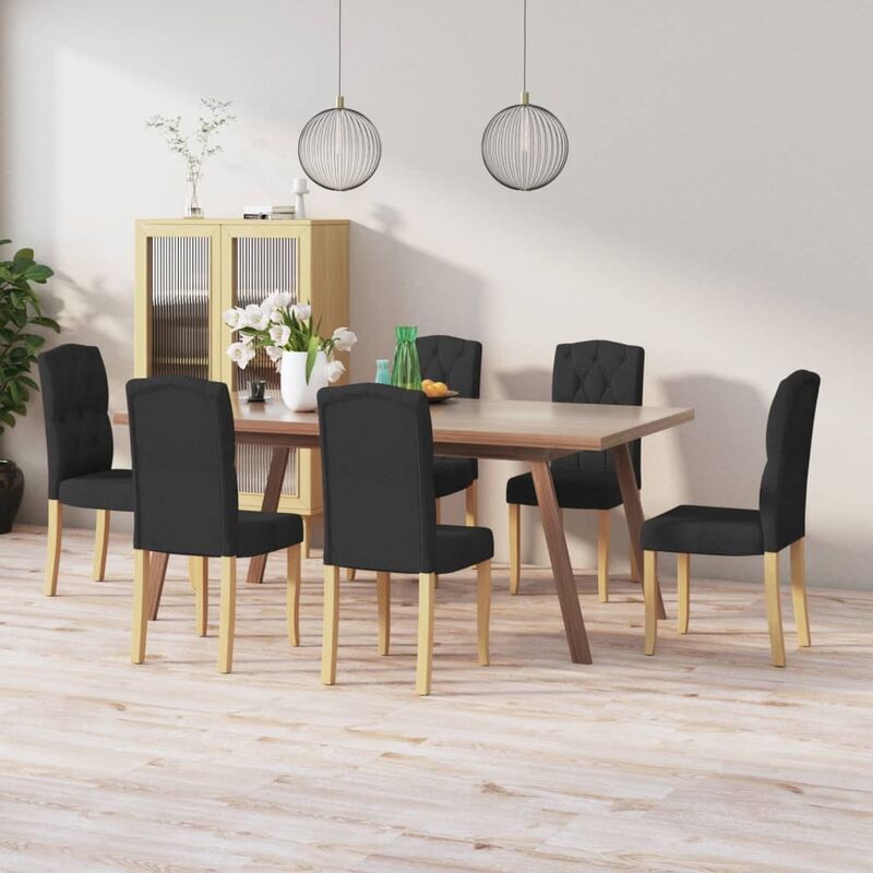 

Sillas de comedor 6 unidades de tela negra