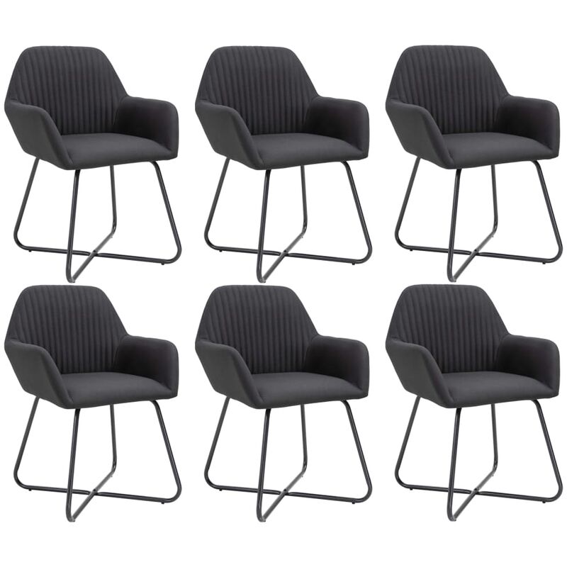 

Sillas de comedor 6 unidades de tela negra - Negro