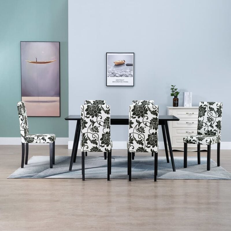 

Happyshopping - Sillas de comedor 6 unidades de tela negras
