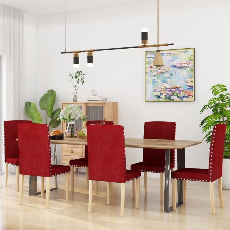 

Sillas de comedor 6 unidades de tela rojo tinto