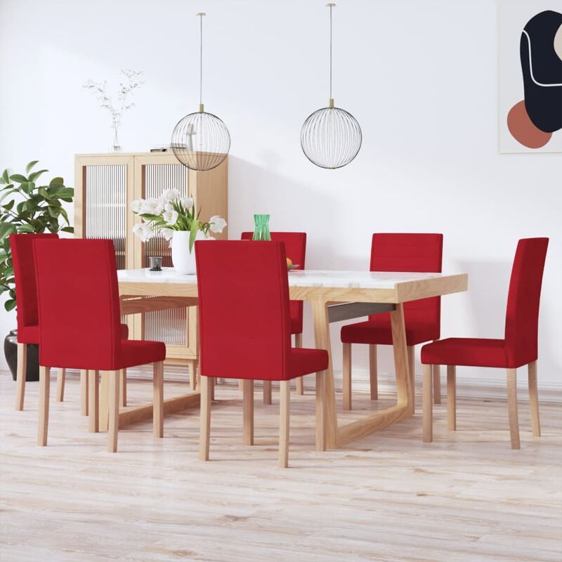 

Sillas de comedor 6 unidades de tela rojo tinto