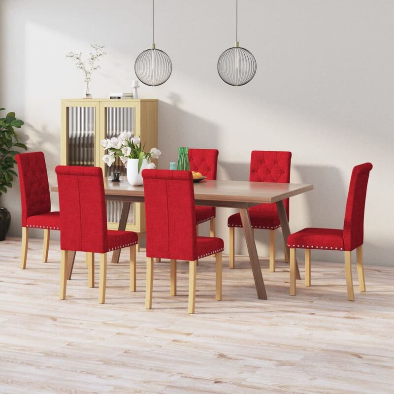 

Sillas de comedor 6 unidades de tela rojo tinto
