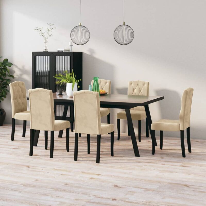 

Sillas de comedor 6 unidades de terciopelo crema