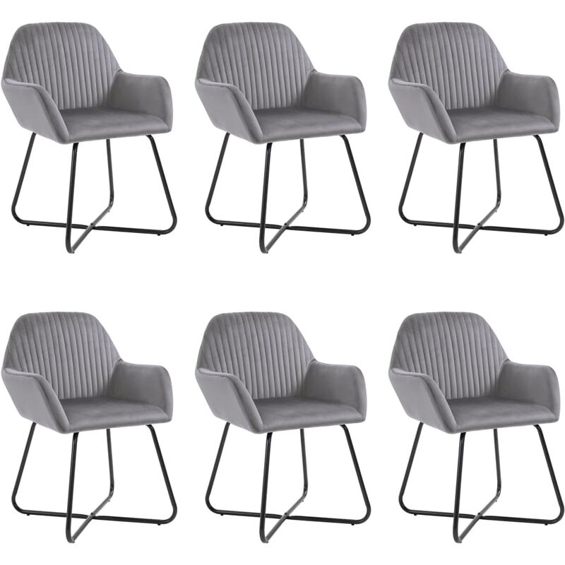 

BHD - Sillas de comedor 6 unidades de terciopelo gris