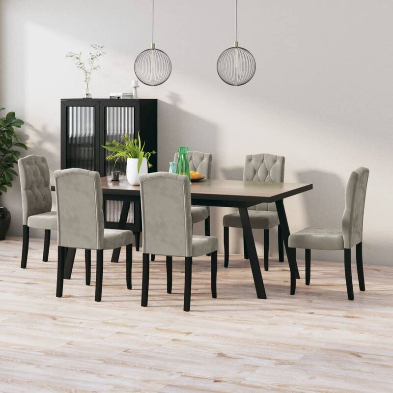 

Sillas de comedor 6 unidades de terciopelo gris claro
