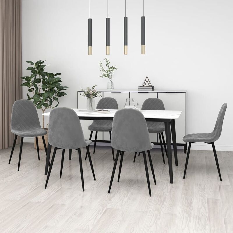 

Sillas de comedor 6 unidades de terciopelo gris claro