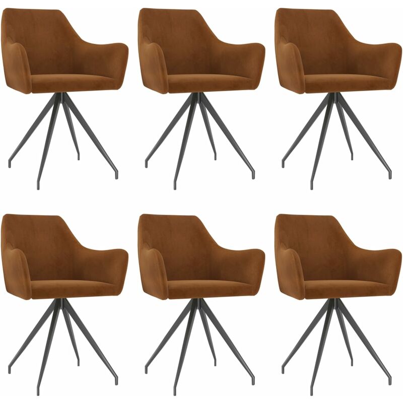

BHD - Sillas de comedor 6 unidades de terciopelo marrón