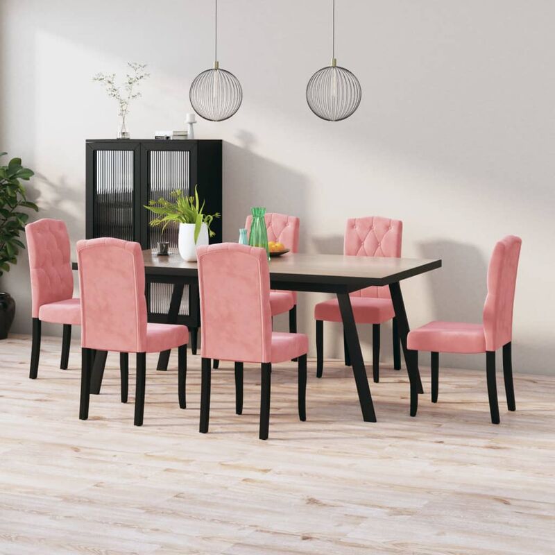 

Sillas de comedor 6 unidades de terciopelo rosa