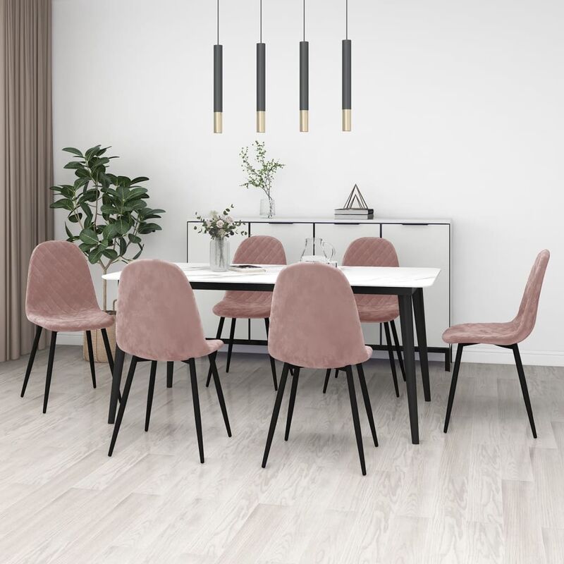 

Sillas de comedor 6 unidades de terciopelo rosa