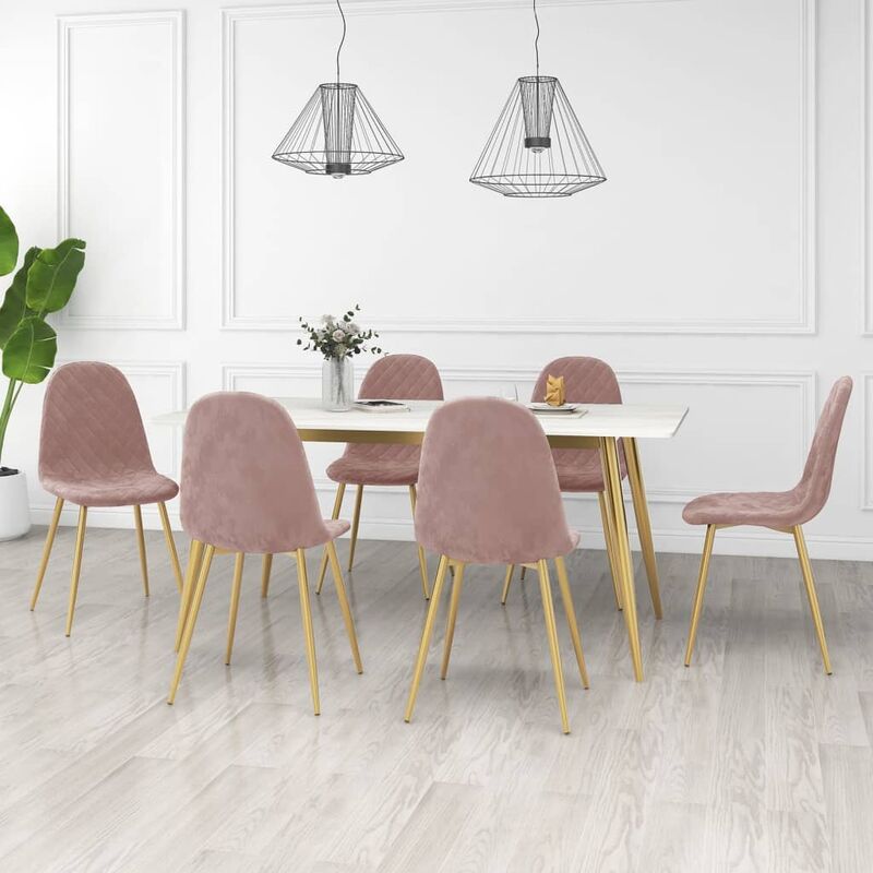 

BHD - Sillas de comedor 6 unidades de terciopelo rosa